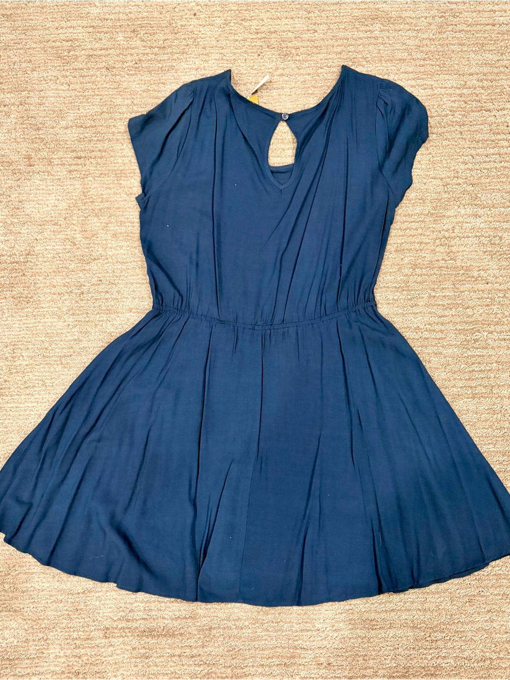 Kids Navy Cap-Sleeve Twirl Dress